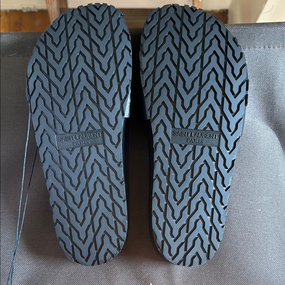 Saint Laurent Black Leather Slides - Picture 2 of 4